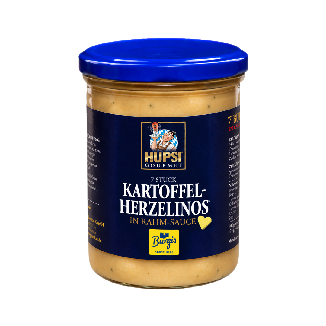 Burgis Herzelinos in Rahm-Sauce