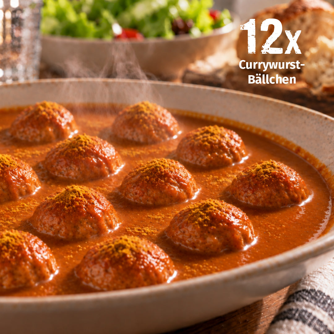 Currywurst-Bällchen im Glas