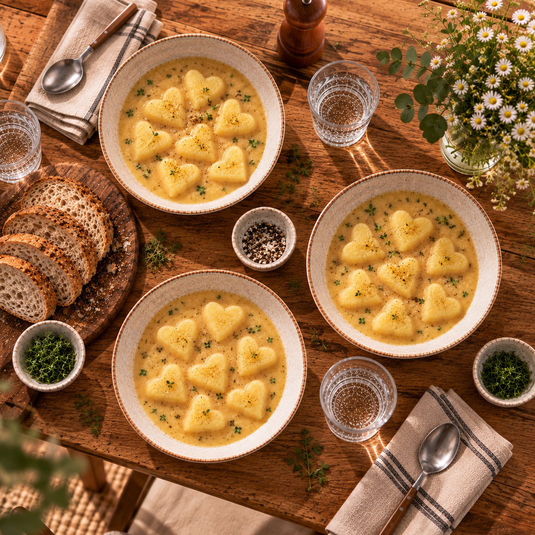 Burgis Herzelinos in Rahm-Sauce