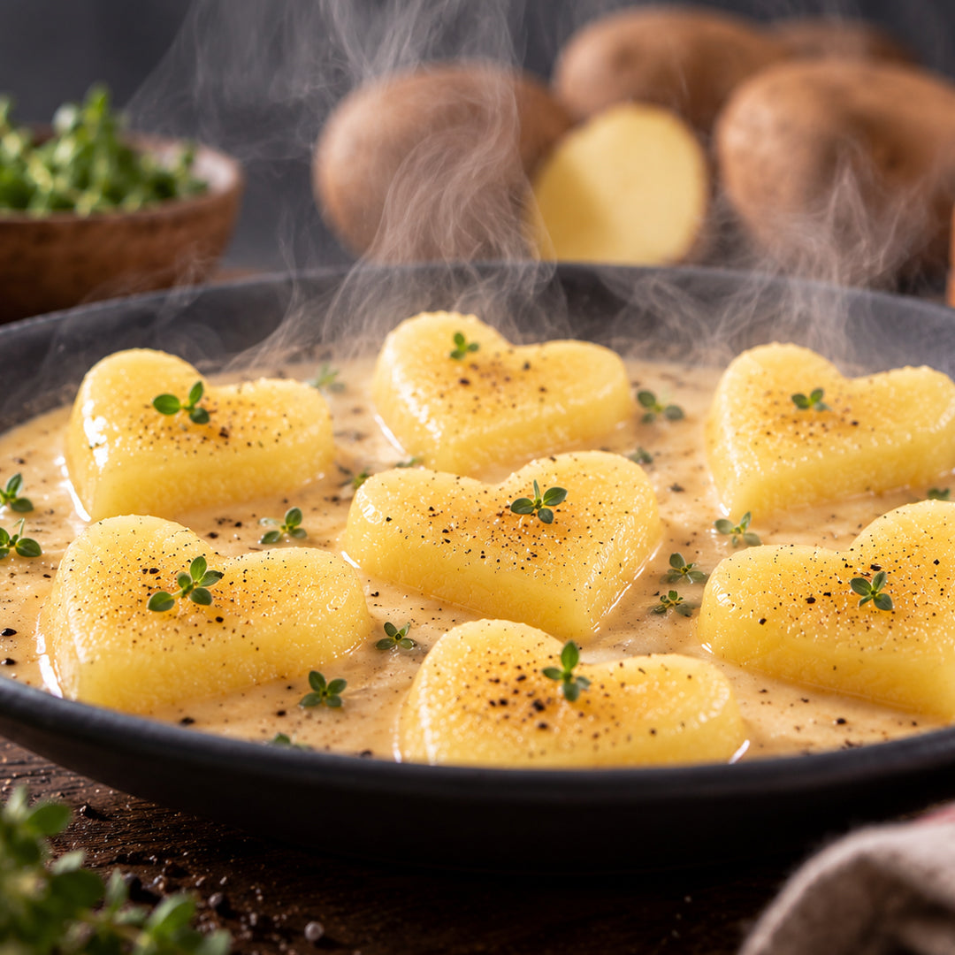 Burgis Herzelinos in Rahm-Sauce