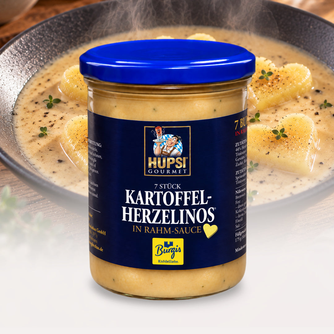 Burgis Herzelinos in Rahm-Sauce