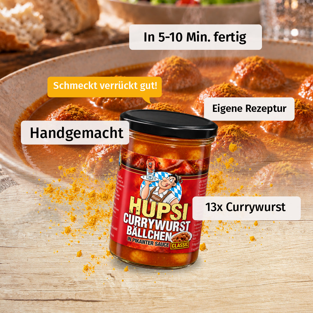 Currywurst-Bällchen im Glas
