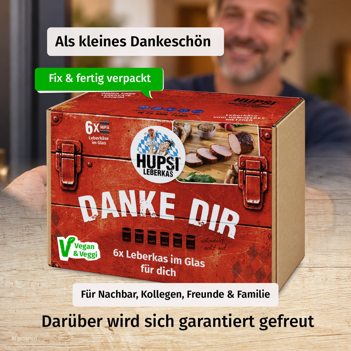 "DANKE DIR" Leberkäse Vegan & Veggie Geschenkbox